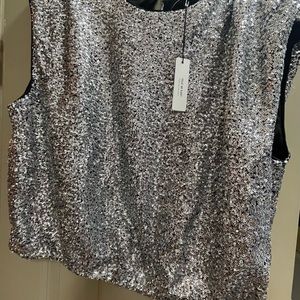 NWT Express Silver sequined crop top size XL